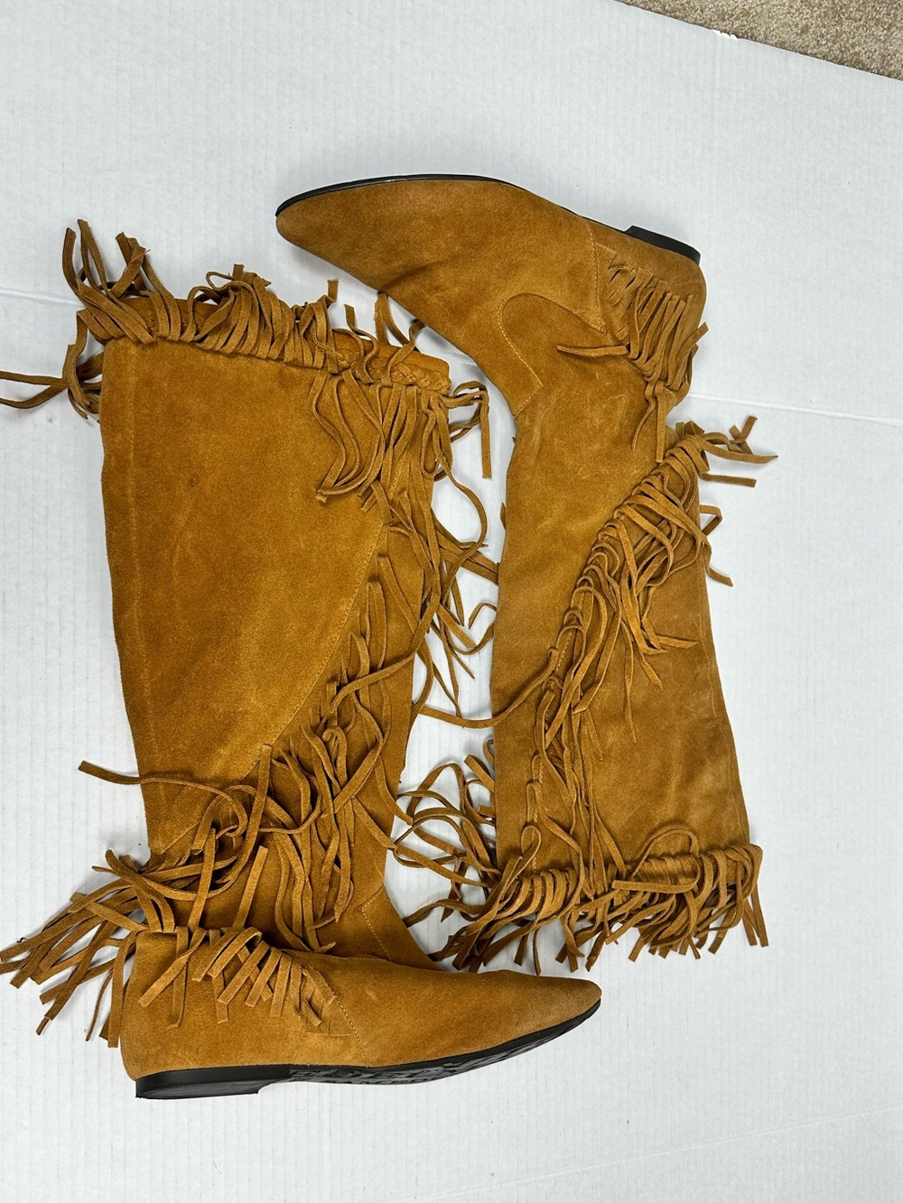 Sam Edelman Utah Suede Knee High Fringe Boots Size 8.0 M - Picture 10 of 12